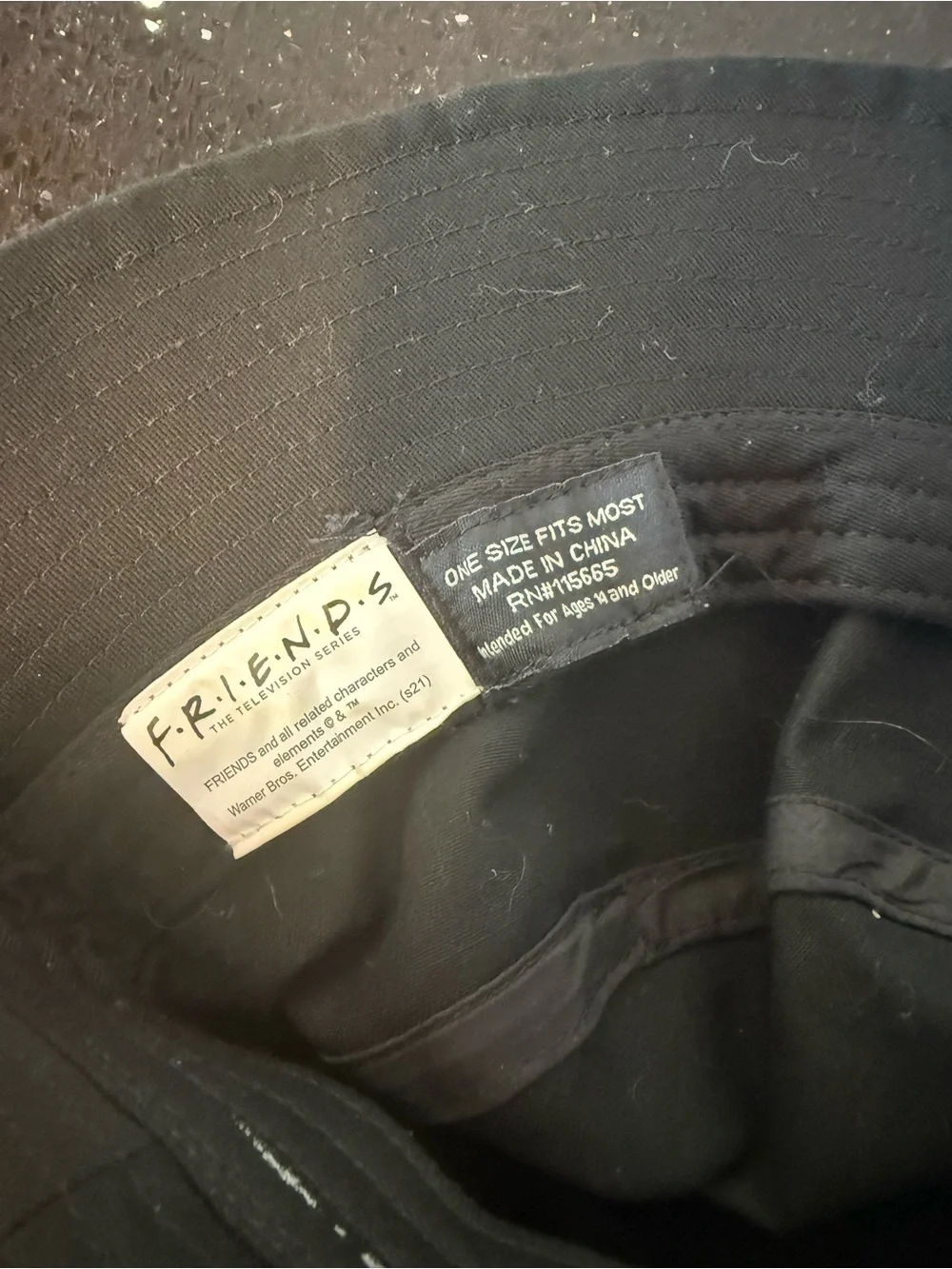 FRIENDS Black Bucket Hat with White Logo Print